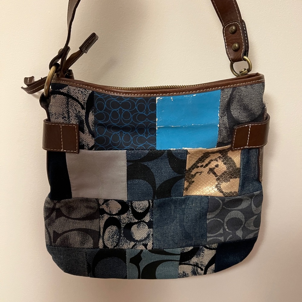 Coach denim patchwork shoulder bag